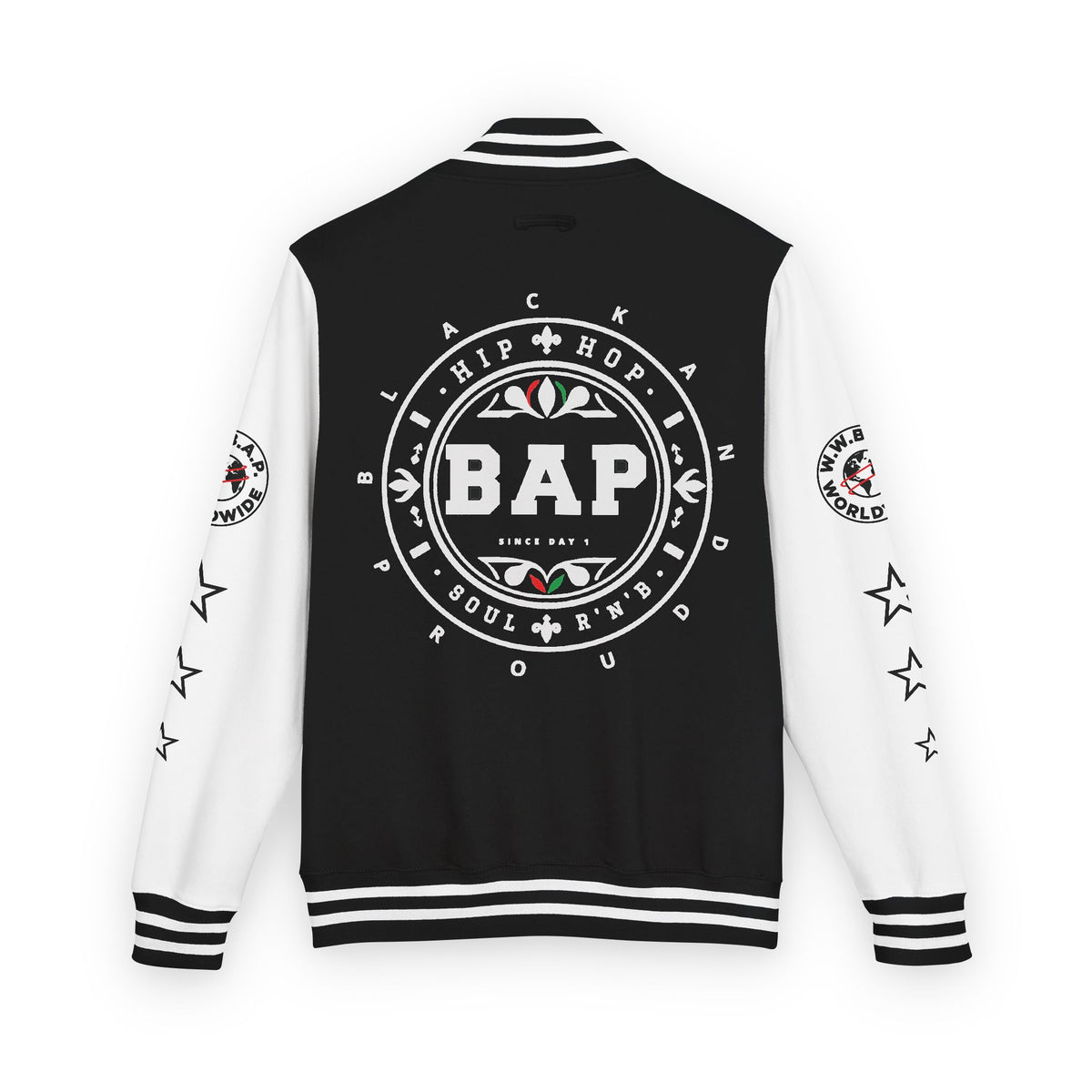 UNISEX DTF PRINT WORLDWIDE HEAVYWEIGHT LETTERMAN JACKET (B)
