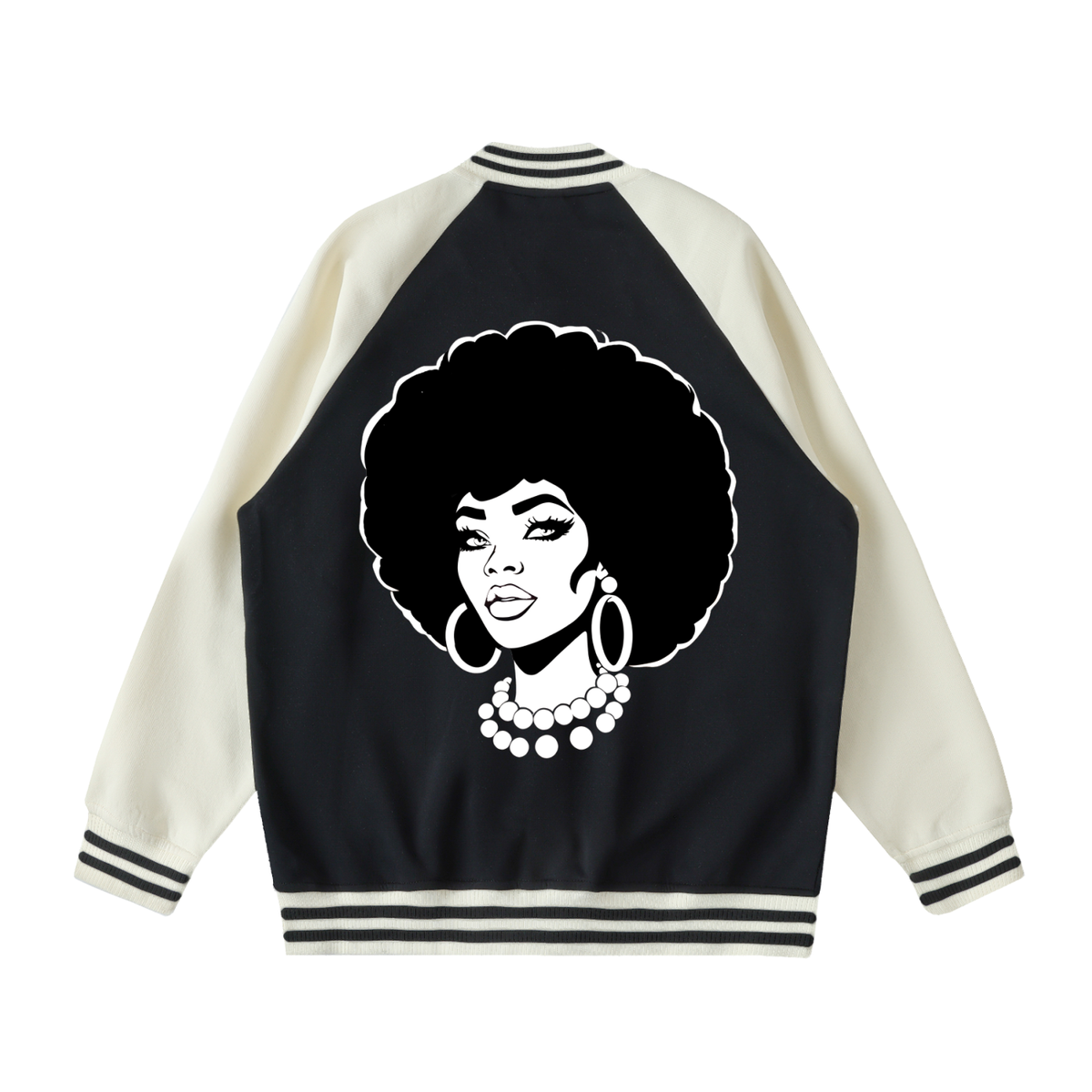 UNISEX DTF PRINT 2 TONE RAGIAN SLEEVE VARSITYJACKET (F)