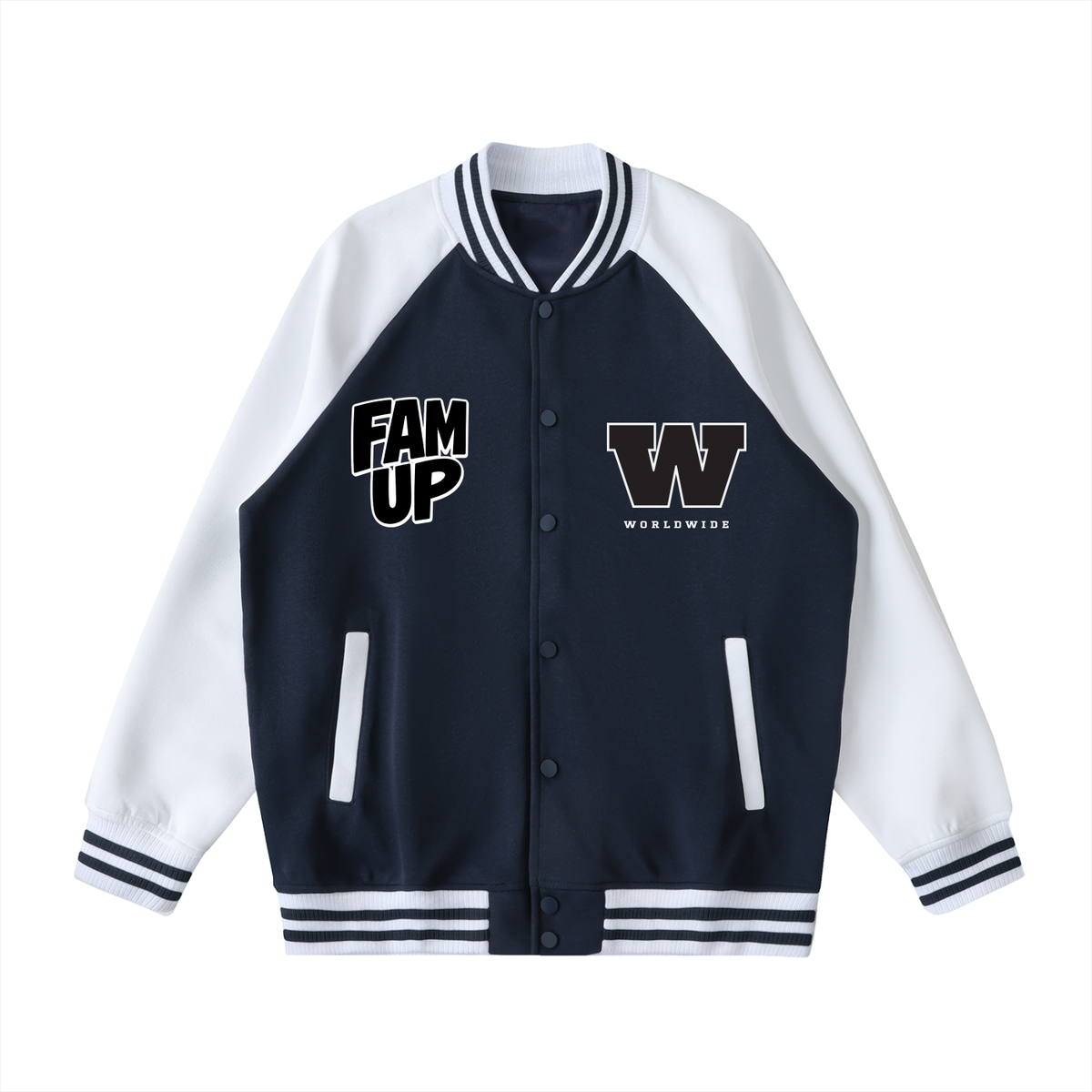 UNISEX 2 TONE RAGIAN SLEEVE VARSITYJACKET (M)