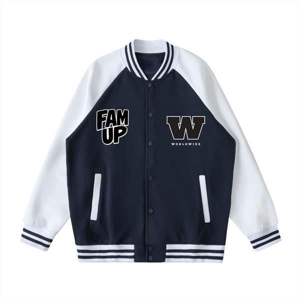 UNISEX 2 TONE RAGIAN SLEEVE VARSITYJACKET (M)