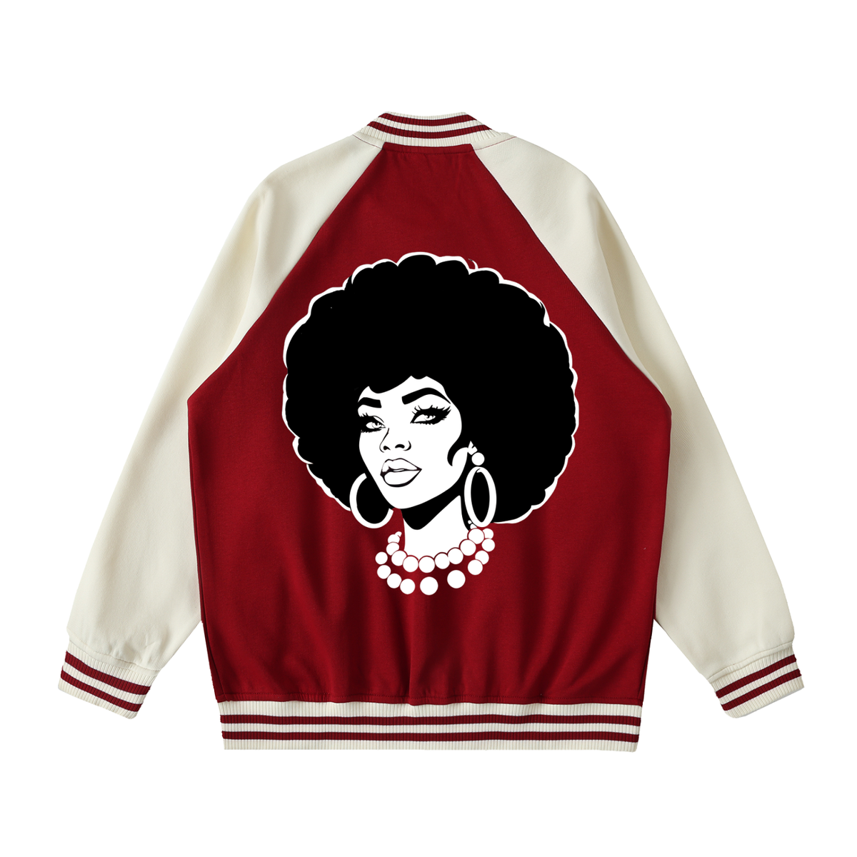 UNISEX DTF PRINT 2 TONE RAGIAN SLEEVE VARSITYJACKET (F)