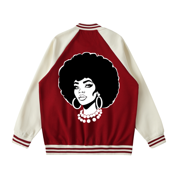 UNISEX DTF PRINT 2 TONE RAGIAN SLEEVE VARSITYJACKET (F)