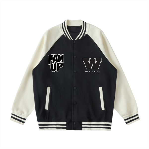 UNISEX 2 TONE RAGIAN SLEEVE VARSITYJACKET (M)
