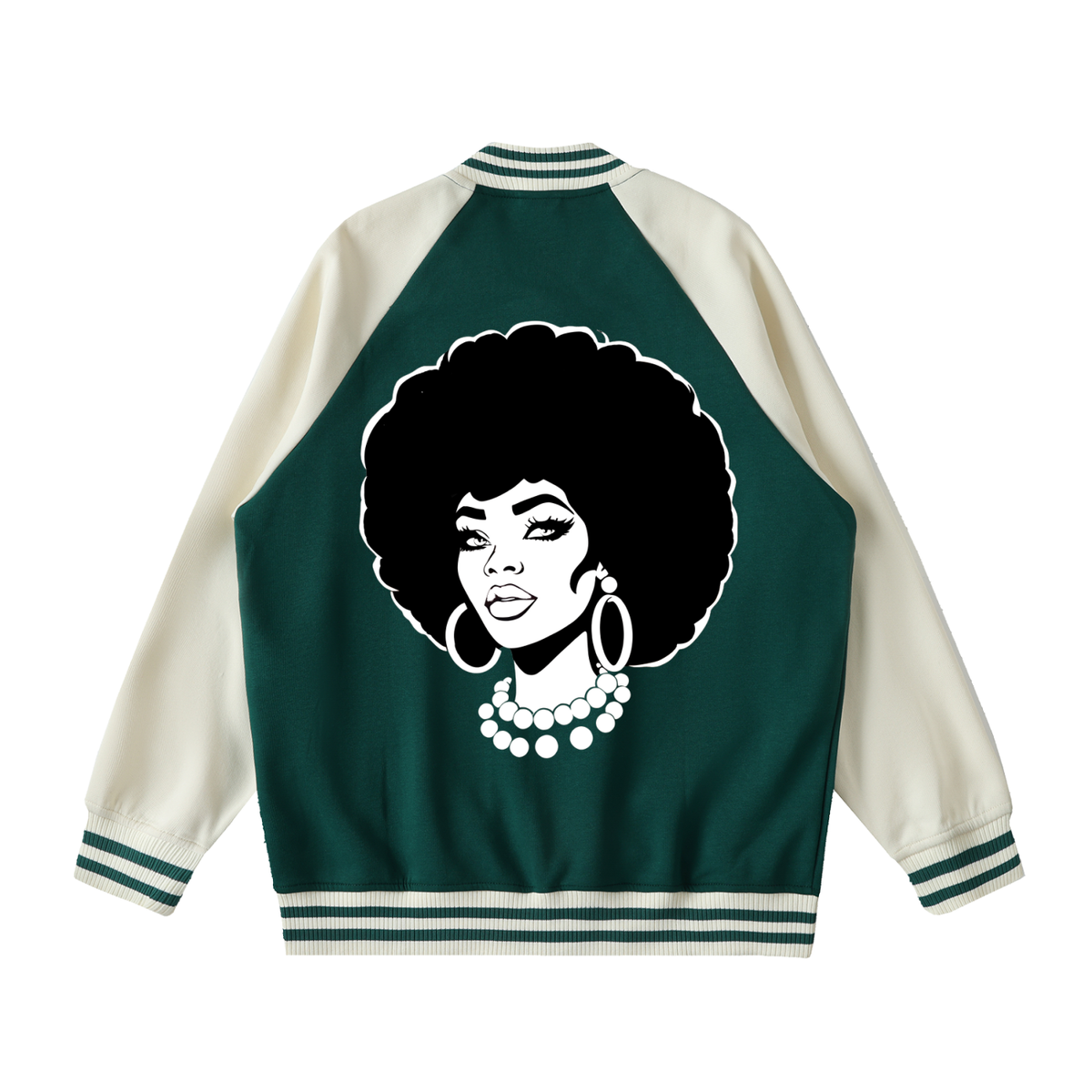 UNISEX DTF PRINT 2 TONE RAGIAN SLEEVE VARSITYJACKET (F)