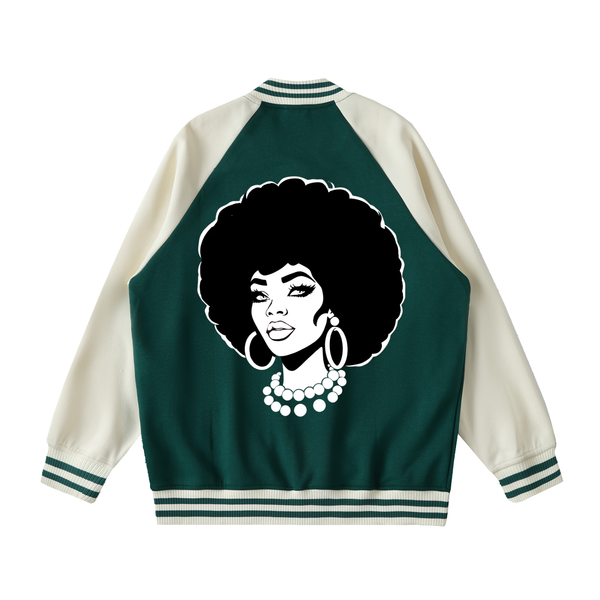 UNISEX DTF PRINT 2 TONE RAGIAN SLEEVE VARSITYJACKET (F)