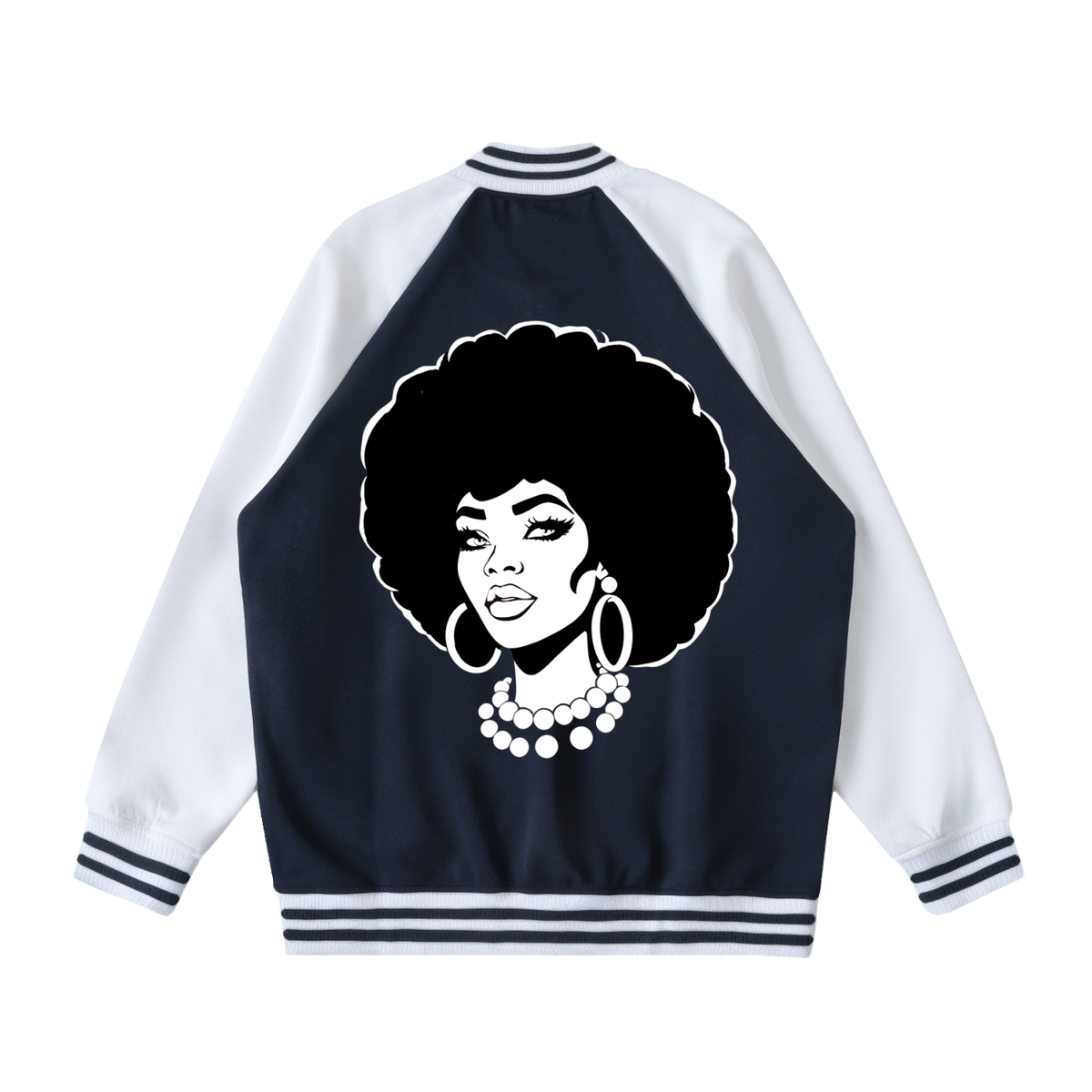 UNISEX DTF PRINT 2 TONE RAGIAN SLEEVE VARSITYJACKET (F)