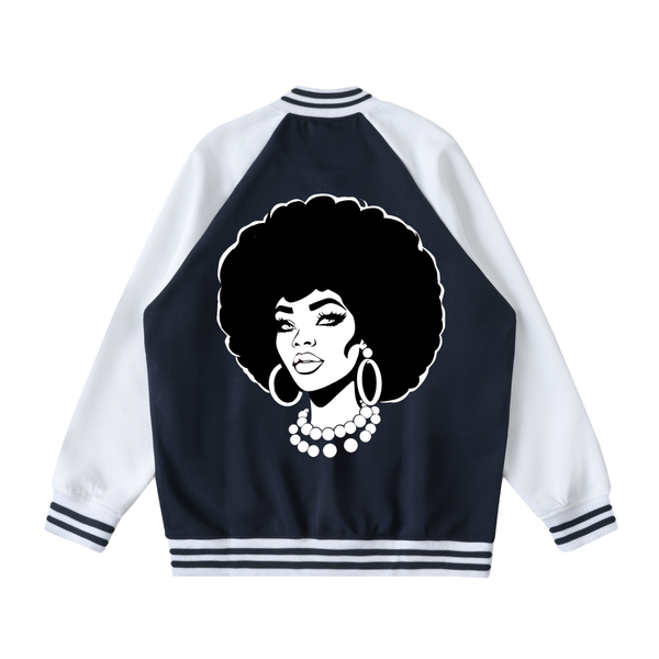 UNISEX DTF PRINT 2 TONE RAGIAN SLEEVE VARSITYJACKET (F)