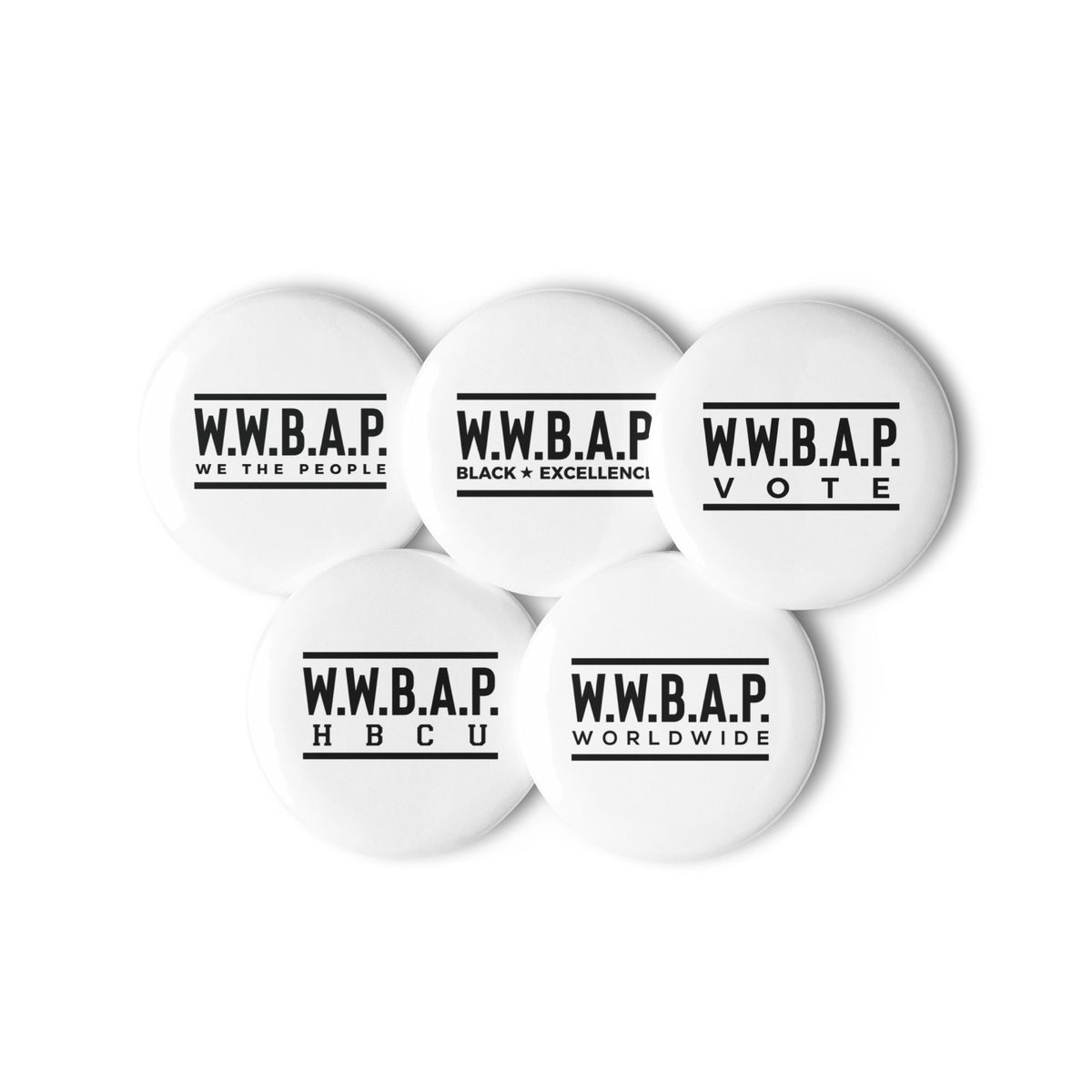 W.W.B.A.P. SET OF PIN BUTTONS